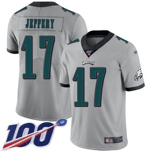 Men Philadelphia Eagles #17 Alshon Jeffery Limited Silver Inverted Legend NFL Jersey 100th Season Football->nfl t-shirts->Sports Accessory
